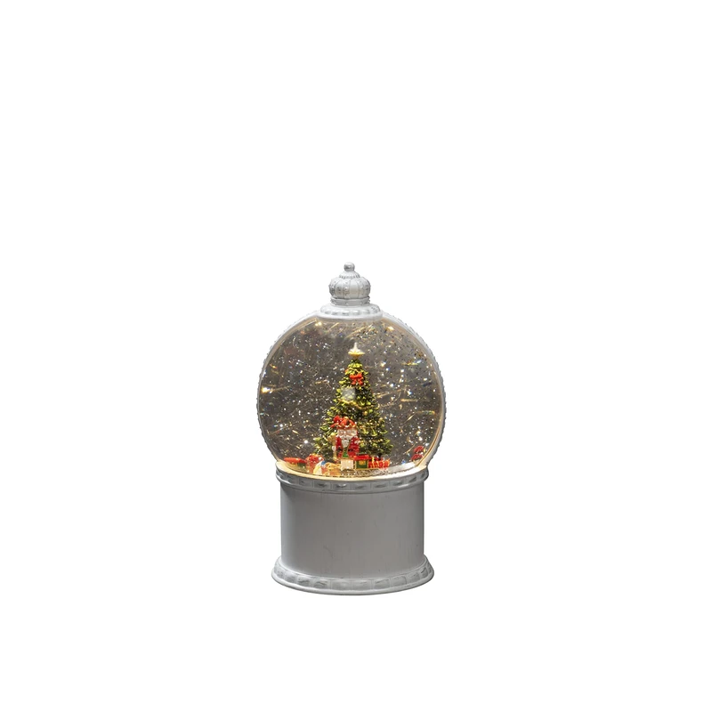 Konstsmide Christmas Snow Globe with Timer, Rotating Decorations, USB or Battery Power, Nutcracker and Toys Christmas Scene
