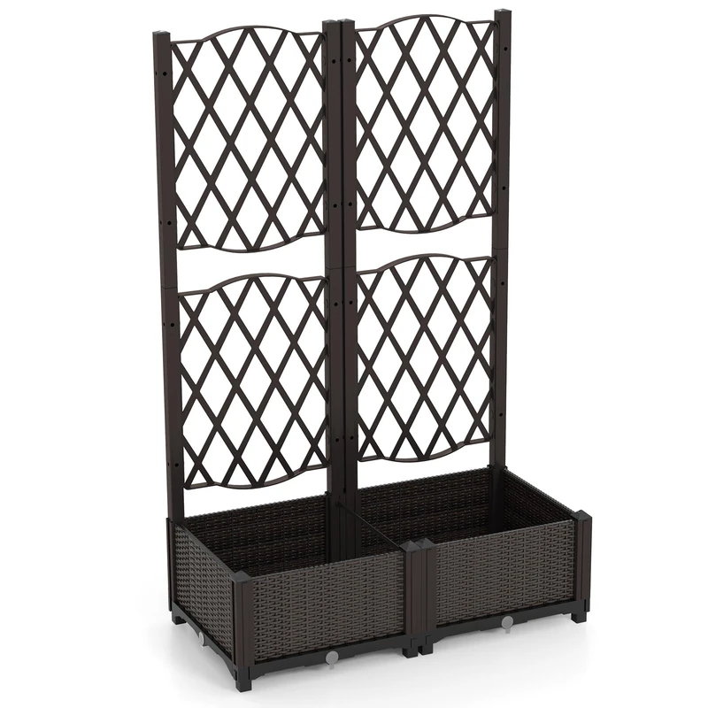GiantexUK Garden Planter with Trellis (PP Frame, 80x40x122cm)