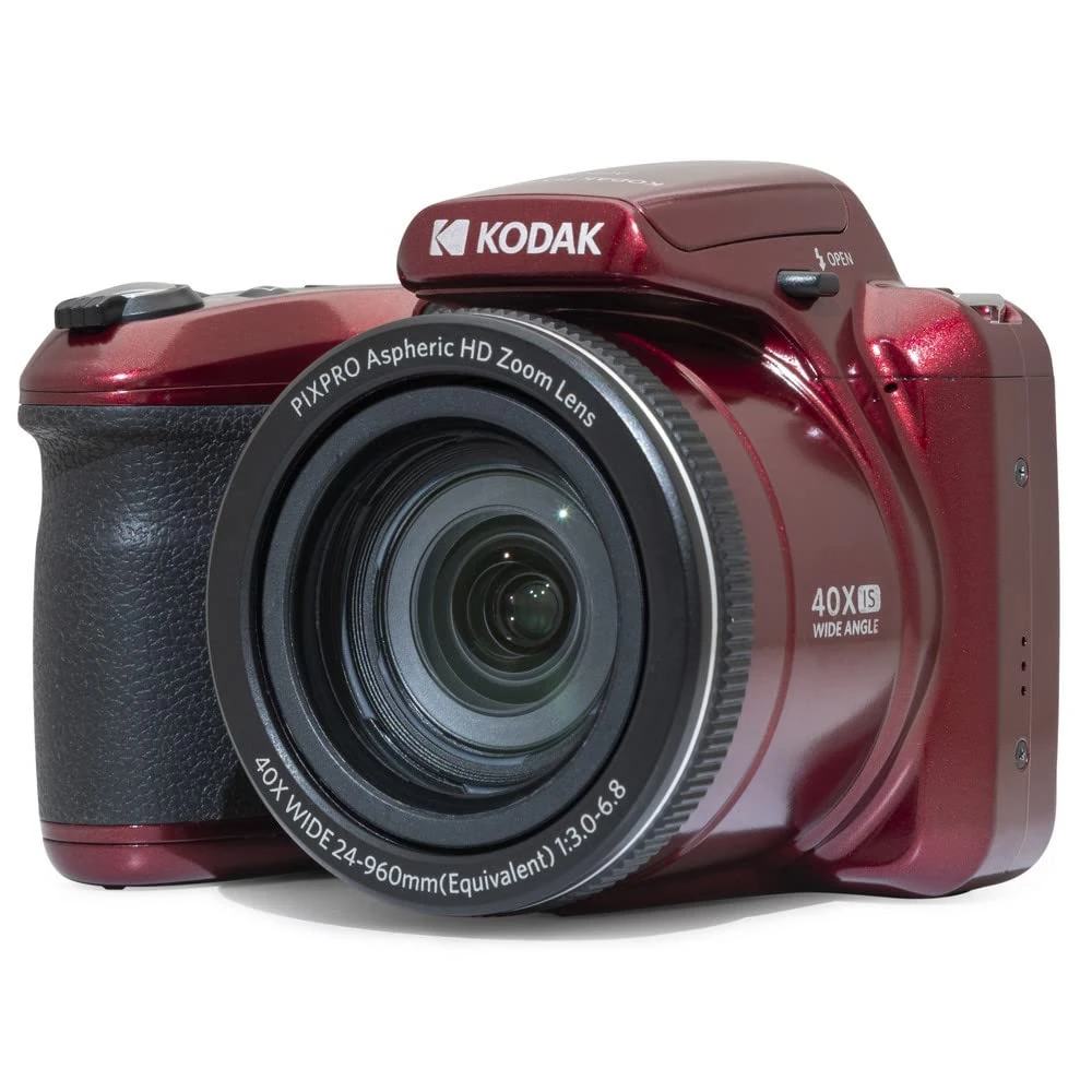 KODAK Pixpro Astro Zoom AZ405 - Digital Bridge Camera, 40x Zoom, 24mm Wide-Angle Lens, 20 Megapixels, 3-inch LCD, Full HD 1080p Video, Optical Image Stabilization (OIS), AA Battery - Red