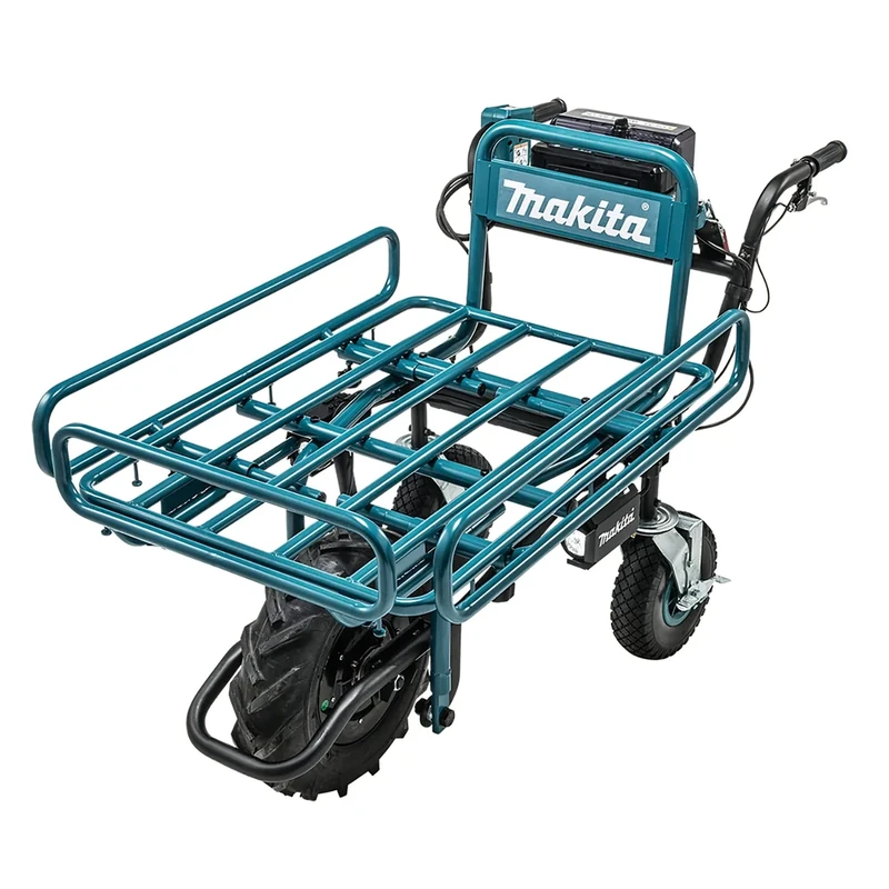 Makita DCU180PTX3 18V Li-ion LXT Brushless Wheelbarrow complete with Pipe Frame Set, 2 x 5.0Ah Batteries and Twin Port Charger