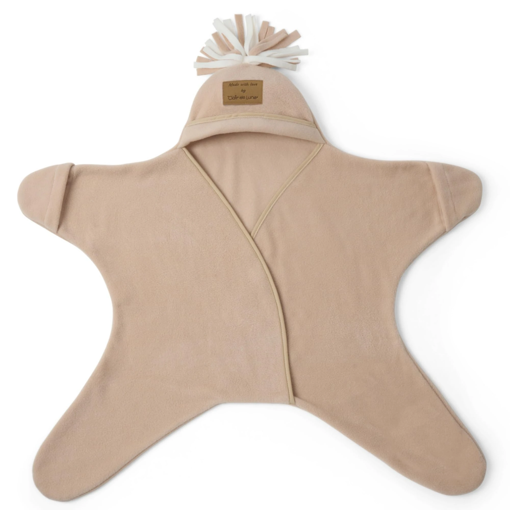Clair de Lune Star Fleece Baby Wrap Blanket (0-6 Months) - Oatmeal