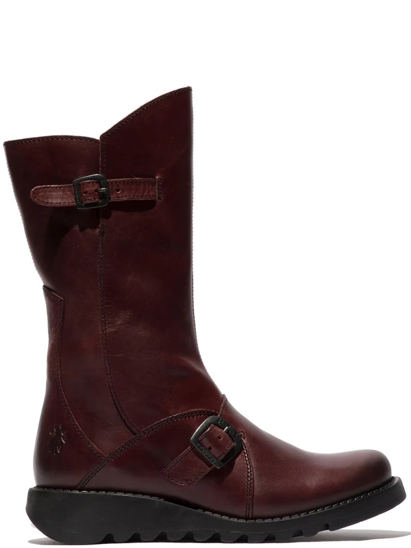 Fly London Women's Mes 2 Buckle Boots, Wine Black Sole, 7 UK