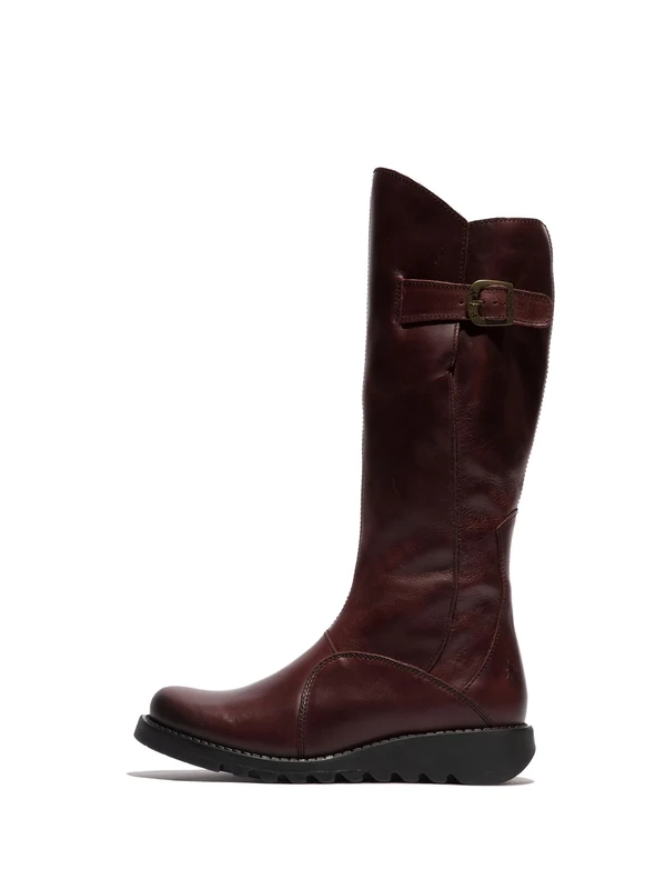 Fly London Women's Mol 2 Zip up Boots, Wine Black Sole, 4 UK