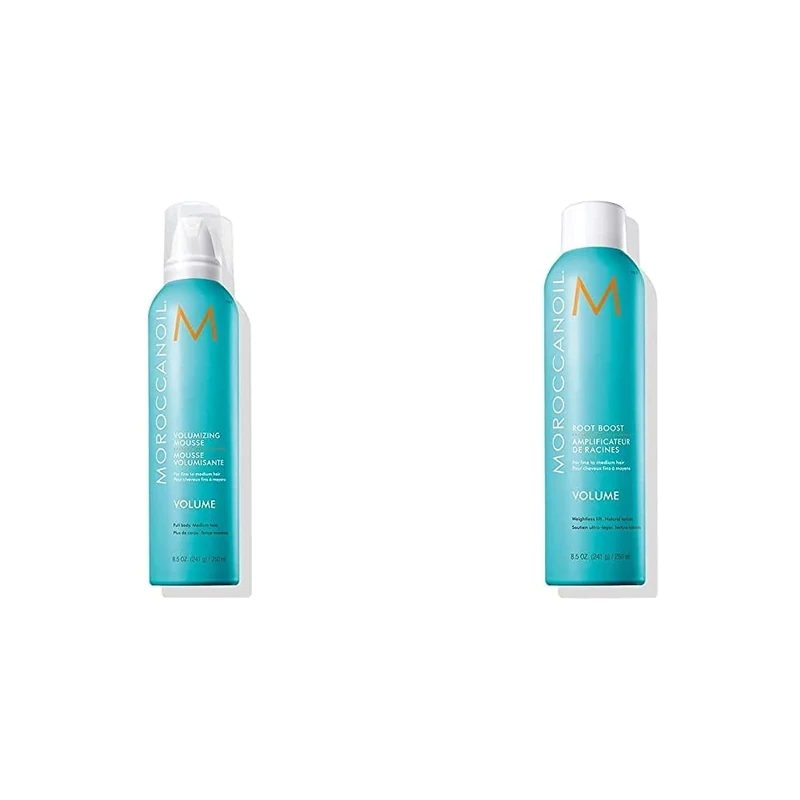 Moroccanoil Volumizing Mousse, Full Body, Medium Hold, for Dry Hair Type, Long-Lasting Flexible Hold, 250ml & Root Boost, 250ml