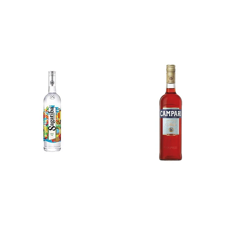 Sagatiba Cristalina Cachaca 70 cl, 38% ABV - Premium Brazilian Cachaca & Campari 25% ABV Bitter, 70cl