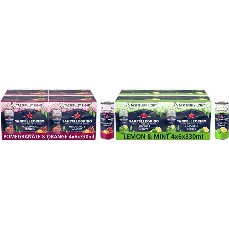 San Pellegrino Pomegranate & Orange 4x6x330ml and Lemon & Mint 4X6x330ml