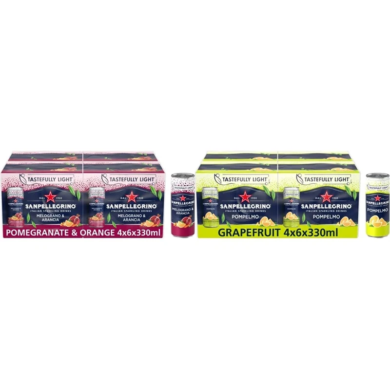 San Pellegrino Pomegranate & Orange 4x6x330ml and Grapefruit 4x6x330ml