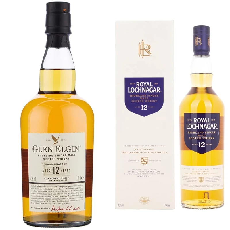 Glen Elgin 12 Year Old Single Malt Scotch Whisky 70 cl & Royal Lochnagar 12 Years Old Single Malt Scotch Whisky 70cl