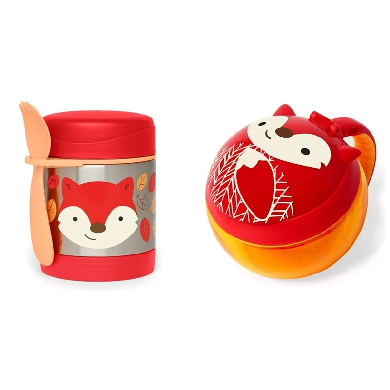 Skip Hop Zoo Insulated Food Jar, Fox & Zoo Snack Cup, Fox - Image 1