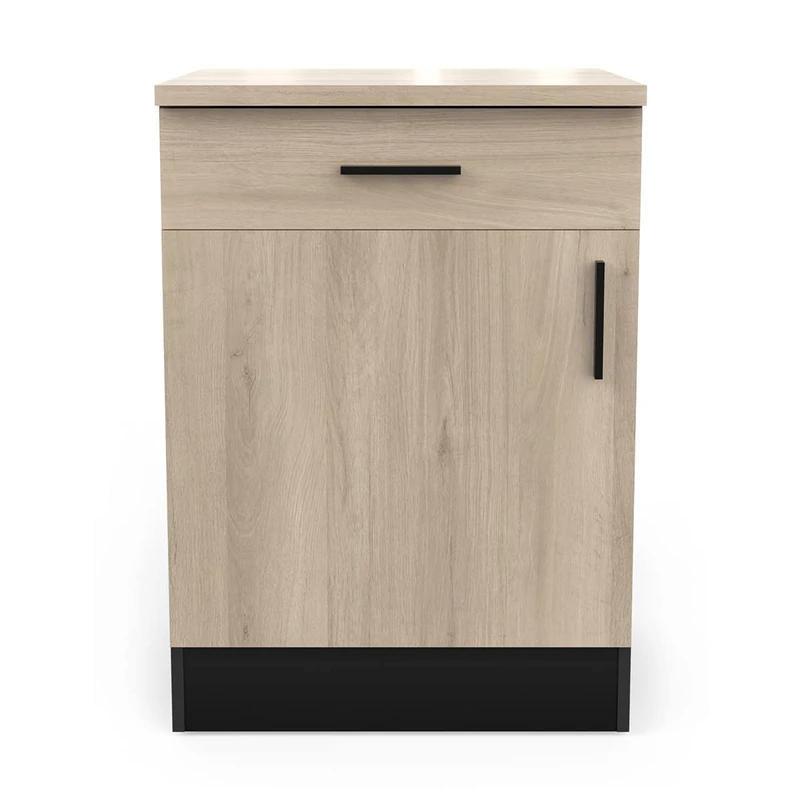 Demeyere Mobile Basso Cucina-1 Anta e 1 cassetto-Origan-Made in France-Garanzia 2 Anni, Legno ingegnerizzato, Kronberg/Nero Opaco, L 60 x P 60 x H 85 cm