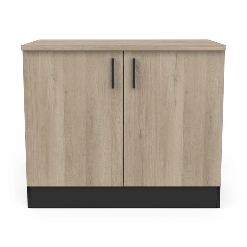 Demeyere Mobile Basso Cucina-2 Ante-Origan-Made in France-Garanzia 2 Anni, Legno ingegnerizzato, Kronberg/Nero Opaco, L 100 x P 60 x H 85 cm - Image 1