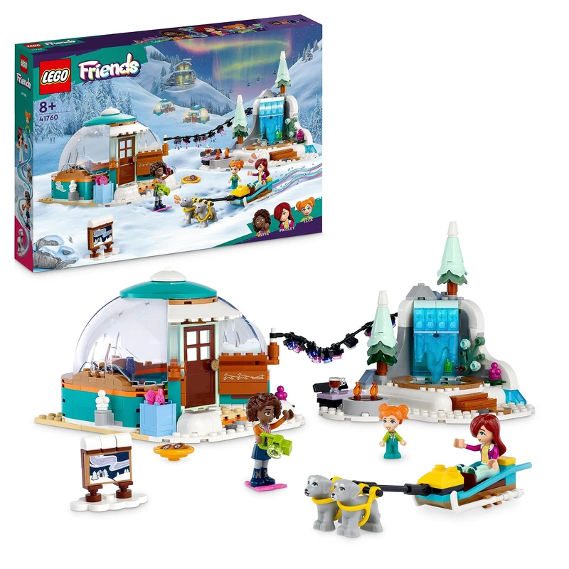 LEGO Friends Igloo Holiday Adventure Playset with Glamping Tent, 2 Sled Dogs, Mini-Dolls and Accessories, Winter Imaginative Play Toys for Girls, Boys, Kids Aged 8 and Up 41760