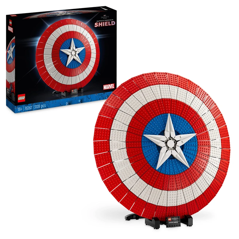 LEGO Marvel Captain America's Shield Building Set Set, Avengers Model Kit for Adults to Build, with Minifigure, Nameplate and Thor's Hammer, Collectible Gift Idea for Men, Women, Him, Her 76262 - Image 1