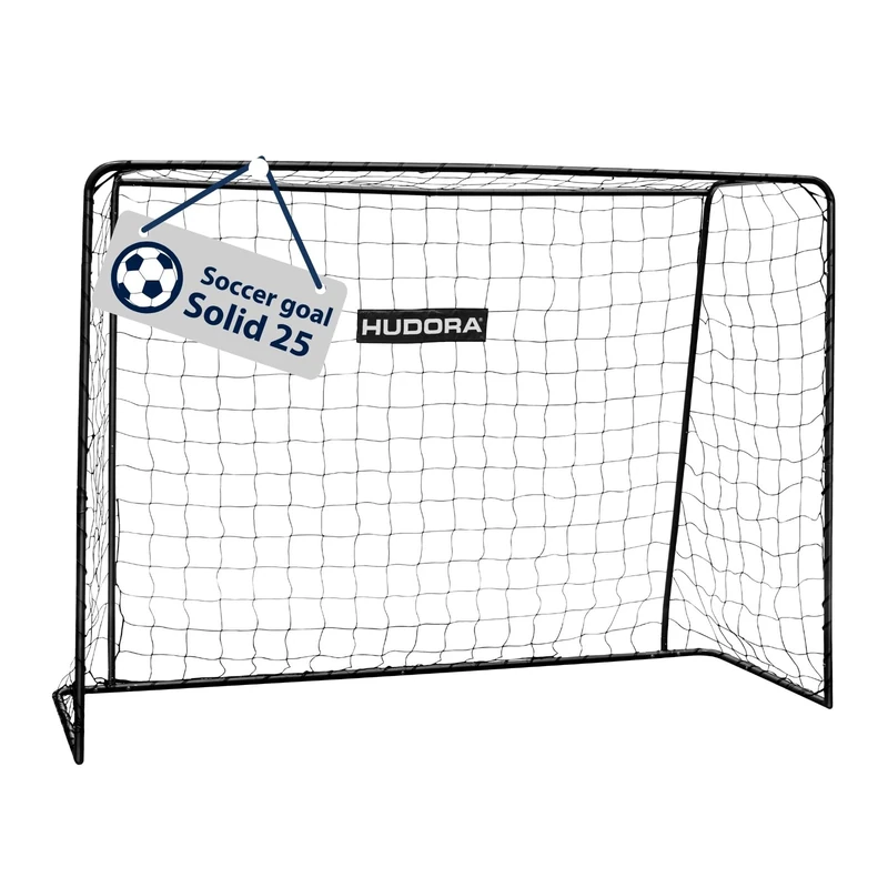 HUDORA Solid 25 Football Goal, Football Stuff, Football Equipment - Sturdy Goal for Children & Adults - Weatherproof with Close-Meshed Polyester Net Outdoor Wall for Leisure & Training