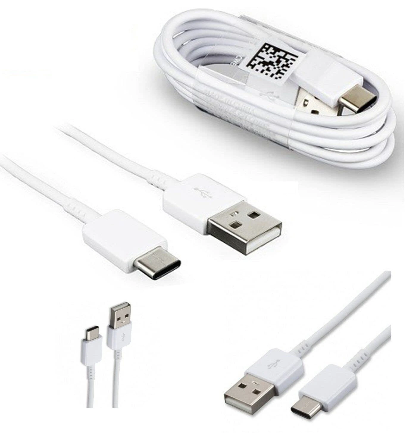 Genuine Samsung Original Fast Charging USB-A to USB-C Type C Charge and Sync Cable For Mobile Phones and Tablets (WHITE type c)
