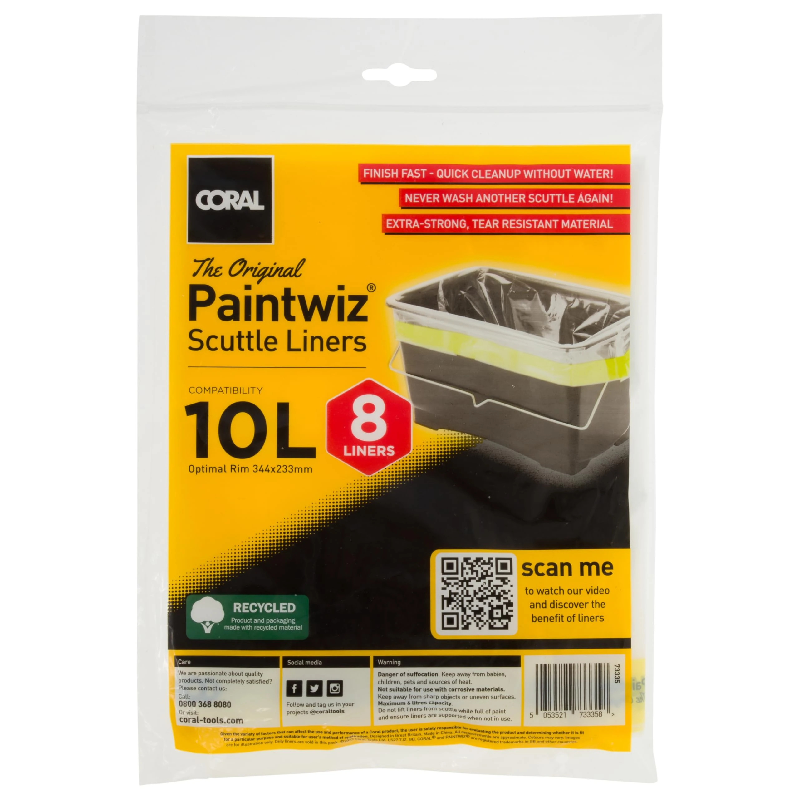 Coral 73335 Paintwiz Paint Scuttle Liners with Coreflex 10 Litre 8 piece pack Fast Easy Cleanup