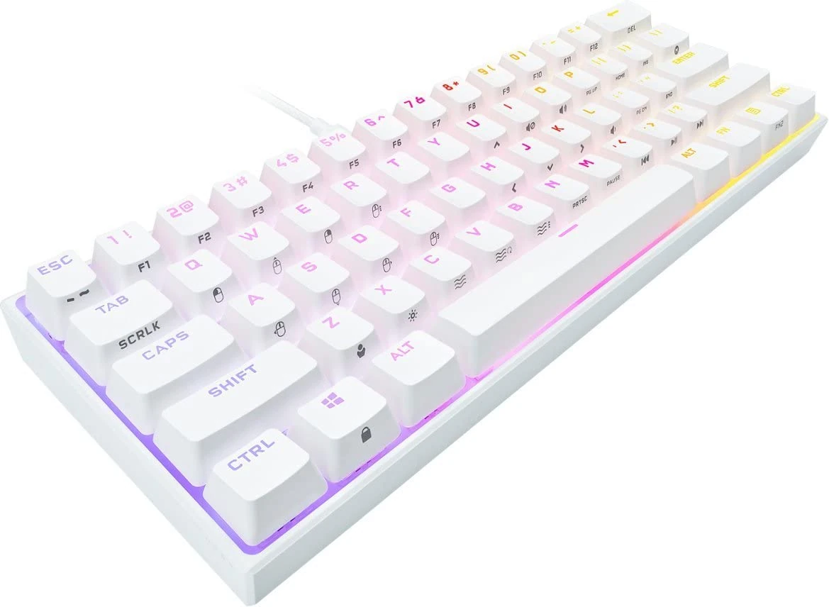 Corsair - K65 RGB Mini Wired 60% Mechanical, CH-9194114-NA, Cherry MX Speed Linear Switch Gaming Keyboard with PBT Double-Shot Keycaps - White (Renewed)