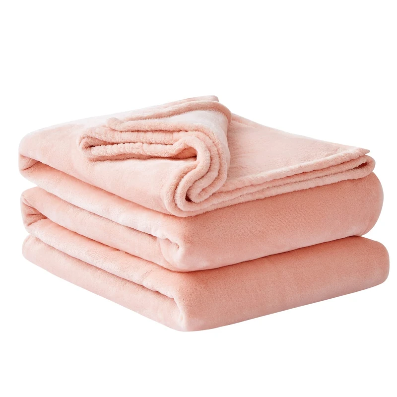 Aisbo Fleece Throw Blanket Pink - Versatile Soft Warm King Size Blanket Fluffy Extra Large Throws for Bed, Cozy Solid Flannel Blanket for Sofa Couch, 230x270cm
