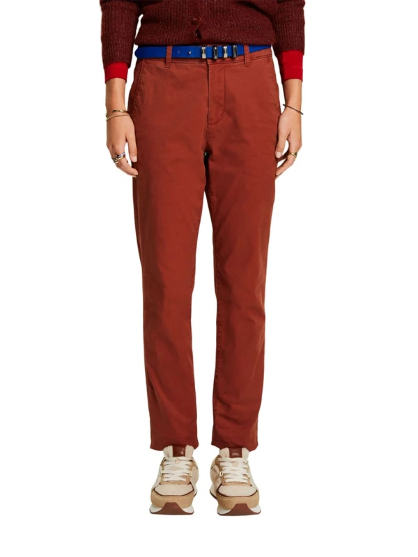 ESPRIT Basic Chino Trousers, 220/Rust Brown, 30W x 30L