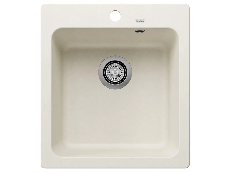 BLANCO NAYA 45 | SILGRANIT Sink in Soft White | Installation Type: Inset Installation from Above | for 45 cm Wide Base cabinets | Spacious Bowl Volume | Easy-Care Surface | [46.5x51x21.2 cm]