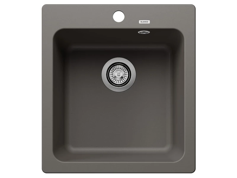 BLANCO NAYA 45 | SILGRANIT Sink in Volcano Grey | Installation Type: Inset Installation from Above | for 45 cm Wide Base cabinets | Spacious Bowl Volume | Easy-Care Surface | [46.5x51x21.2 cm]