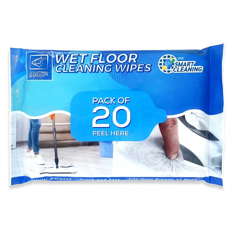 Wet Floor Cleaning Wipes - Wet Wipes for Most Flat Mops Compatible with Flash Mops - Perfect Floor Cleaner for Laminate, Tile, Wood, or Hard Surfaces (1 count (Pack of 20))