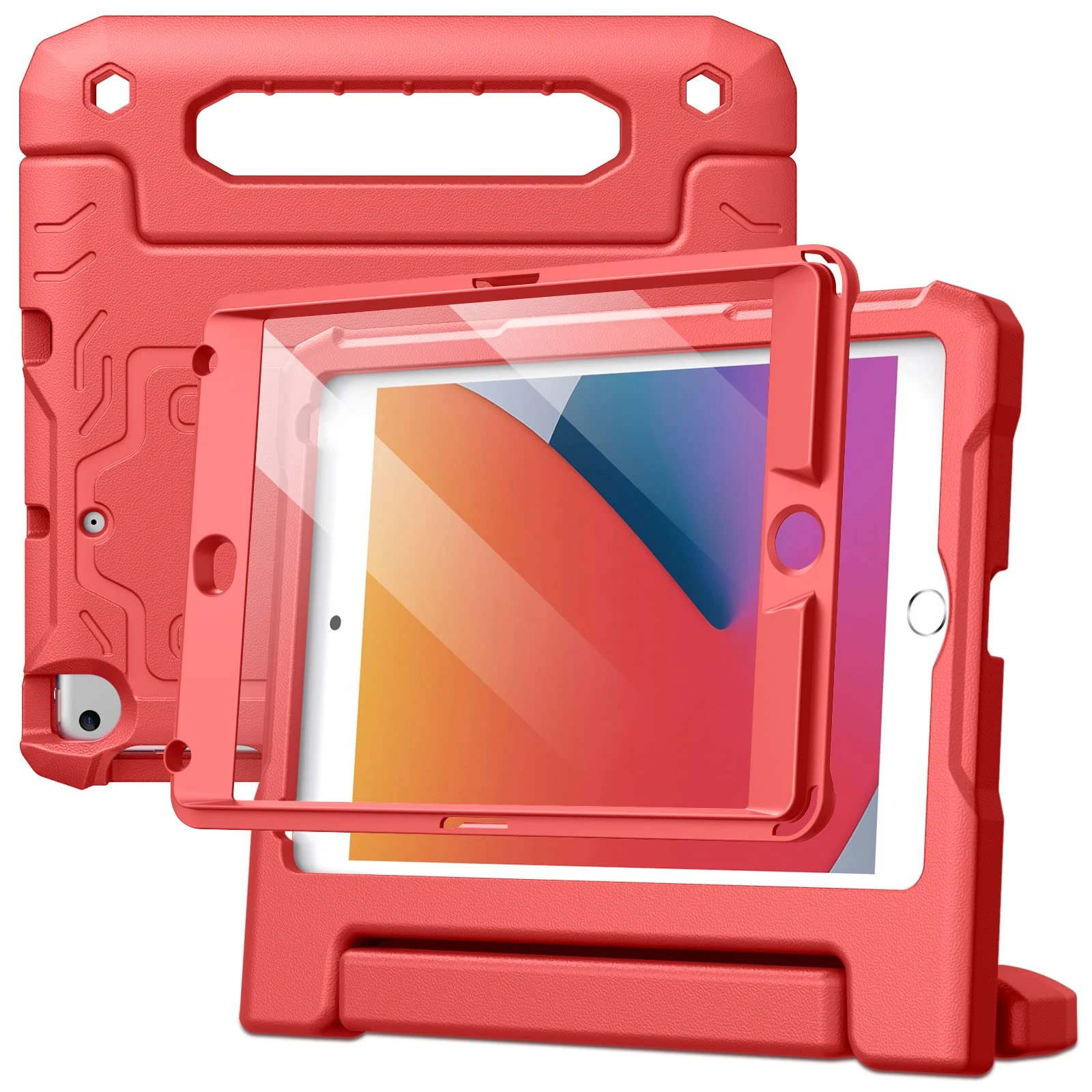 JETech Kids Case for iPad mini 5/4/3/2/1 (7.9-Inch, 2019/2015/2014/2013/2012 Model) with Built-in Screen Protector, Shockproof Full-Body Handle Stand Tablet Protective Cover (Red)