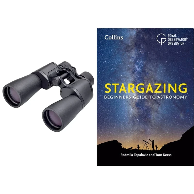 Opticron 30689 Adventurer T WP 10x50 Binocular, Black & Collins Stargazing: Beginner’s guide to astronomy