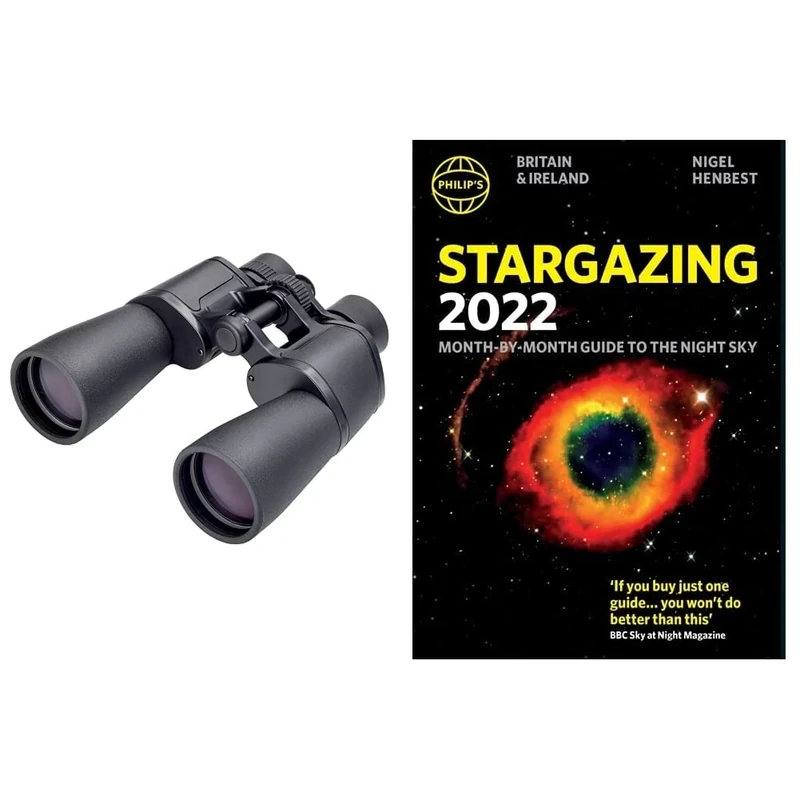 Opticron 30689 Adventurer T WP 10x50 Binocular, Black & Philip's Stargazing 2022 Month-by-Month Guide to the Night Sky in Britain & Ireland