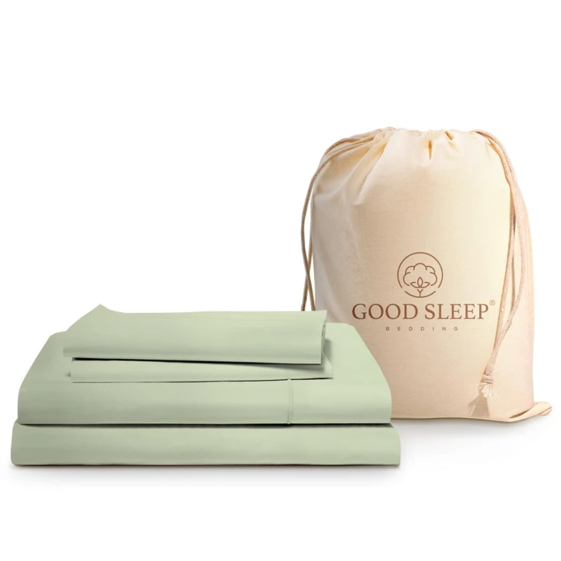 1000 Thread Count Egyptian Cotton Flat Sheet Queen Size 4 Piece Luxury Sheet Set Long Staple 100% Cotton Queen Size Sage