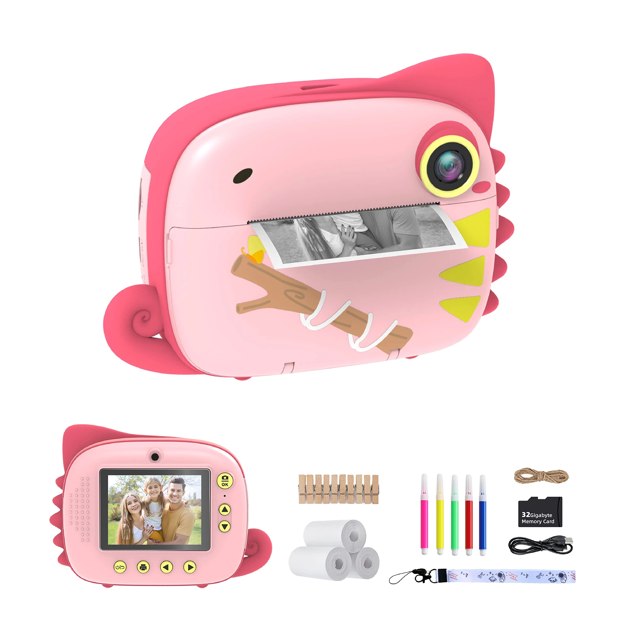 TIATUA Kids Camera Instant Print,Digital Camera for Kids with 20MP Dual Lens & 32G Card,Photo Paper & Fun Accessories Included,Gift for Girls Boy Age 3+