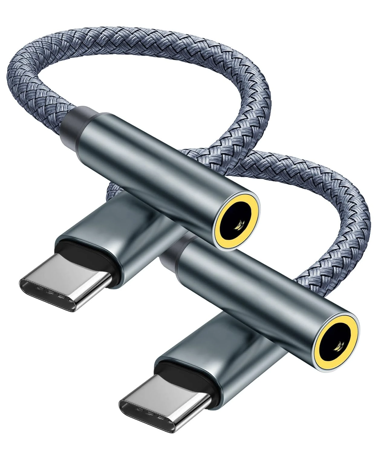 2 Pack USB C to 3.5mm Headphone Jack Adapter, 3.5mm to USB-C Jack Aux Nylon Cable, Male to Female Earphone Adapter for iPhone 15 series, iPad Pro/Air/mini, Samsung Galaxy, Pixel, HUAWEI, Xiaom, etc