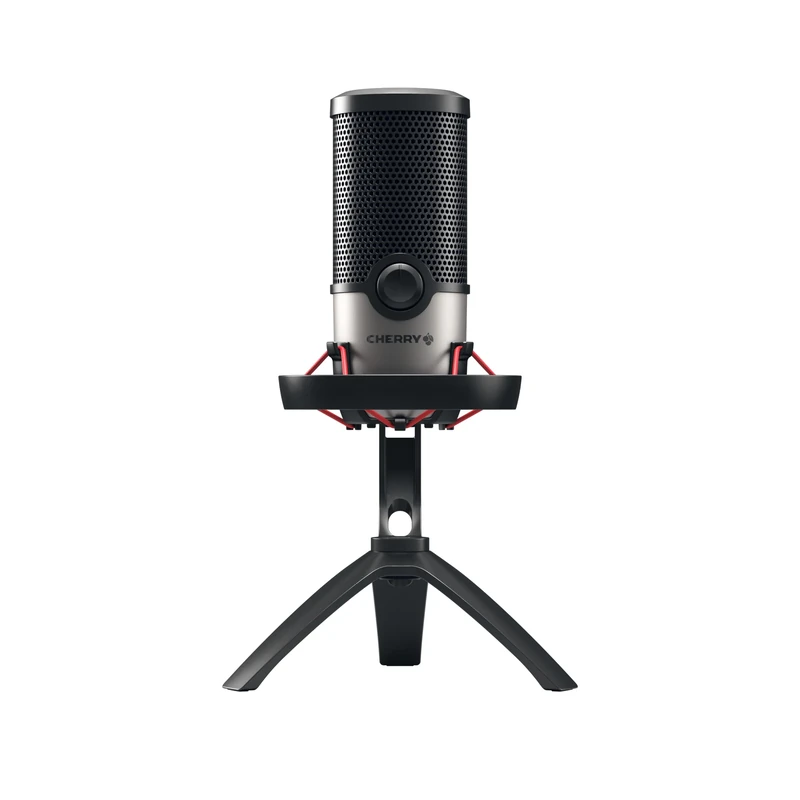 CHERRY UM 6.0 ADVANCED, USB Microphone for Streaming, Podcasts, Home Office, 2 Directional Patterns, Shock-Mount, Compatible with PC/Mac/PS4/PS5, Silver/Black