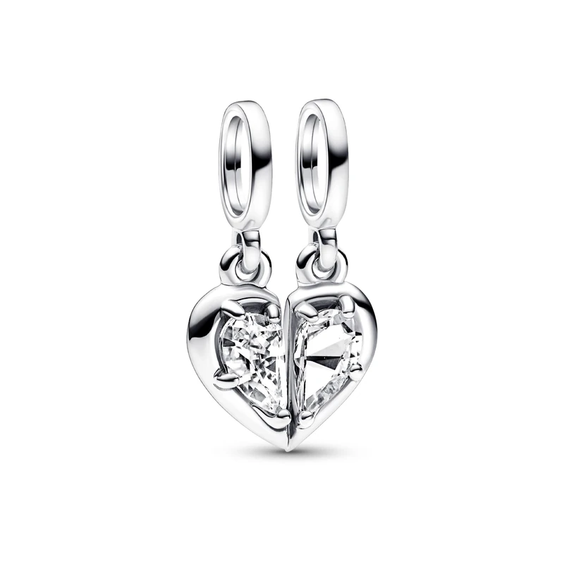 Pandora Moments Heart sterling silver splitable dangle with clear cubic zirconia