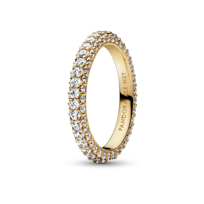 Pandora Timeless 14k Gold-plated pavé Single-row ring with clear cubic zirconia, 54
