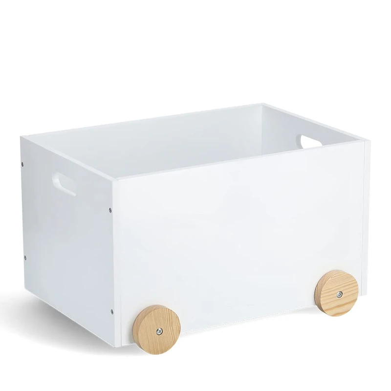 Zeller 13508 Children's Toy Box with Wheels, MDF/Pine, White, Approx. 50 x 36 x 30 cm