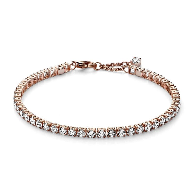 Pandora Timeless 14k Rose gold-plated Sparkling Tennis bracelet with clear cubic zirconia, 20