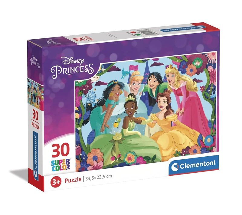 Clementoni - 20276 - Supercolor Puzzle - Disney Princess - 30 Pieces, Jigsaw Puzzle For Kids Age 3, Puzzle Cartoon, Made In Italy
