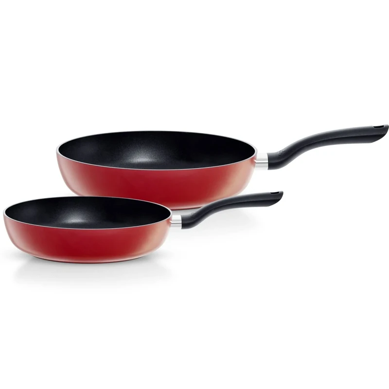 Fissler Cenit Red/2-Piece Pan Set (Diameter 24 cm + Diameter 28 cm) Coated Aluminium Frying Pans Non-Stick - Induction