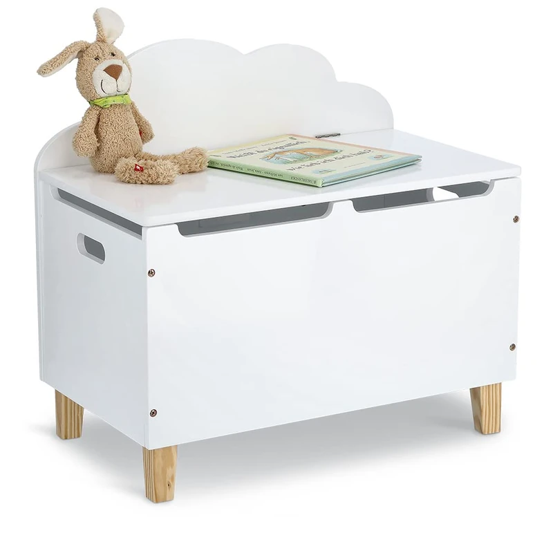 Zeller Cloud 13509 Children's Chest with Lid MDF/Pine White Approx. 60 x 34.5 x 56 cm
