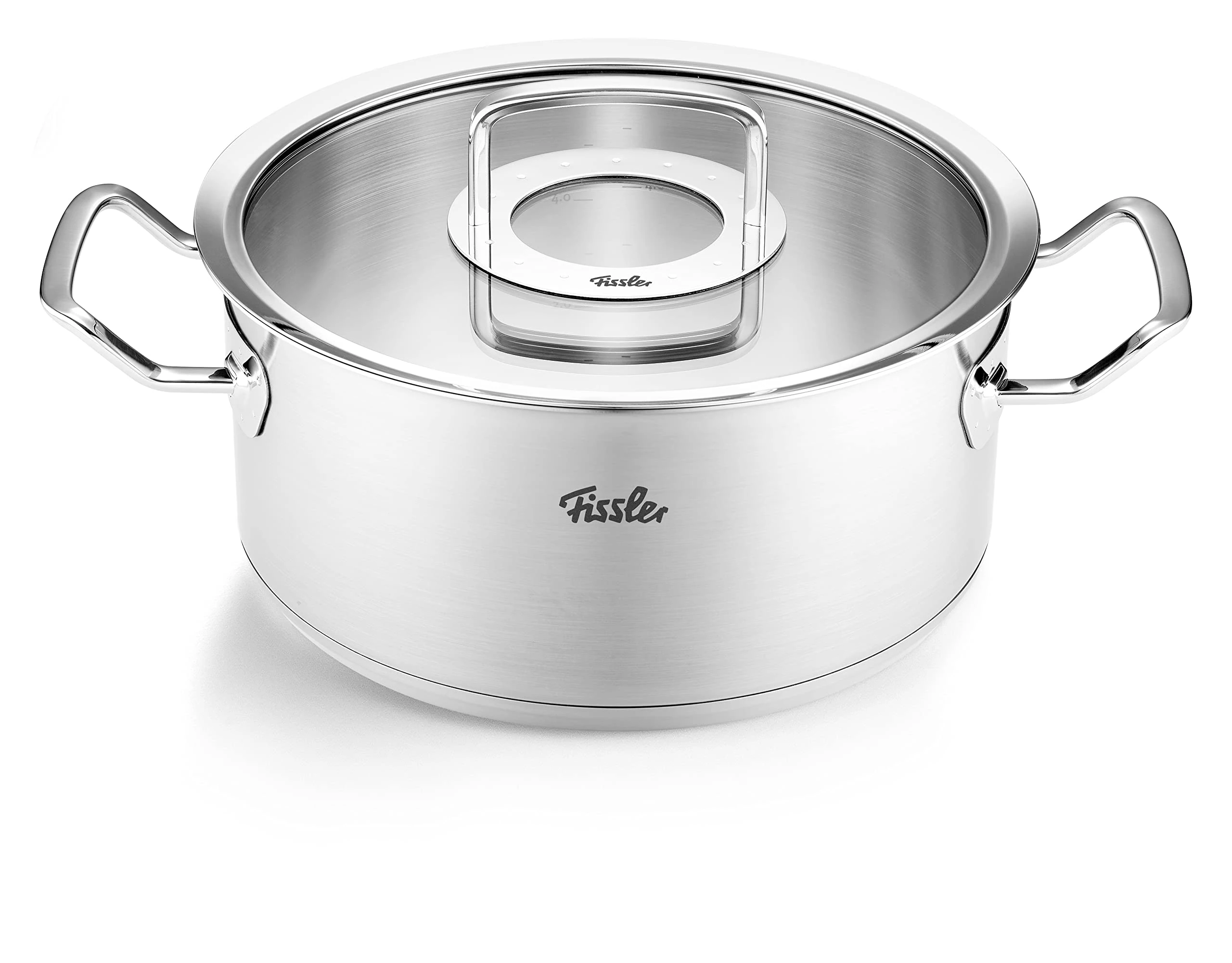 Fissler Original Profi Collection/Roasting Pot (Diameter 24 cm, 4.6 litres) Stainless Steel Cooking Pot with Glass Lid - Induction