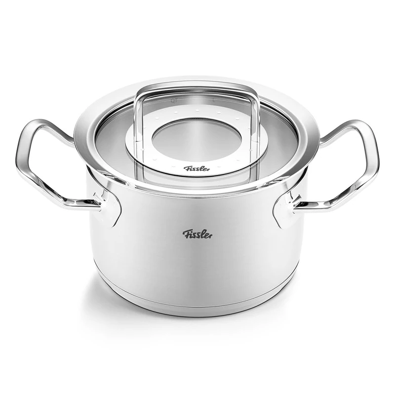 Fissler Original Profi Collection/Stainless Steel Cooking Pot (Diameter 16 cm, 2.1L) Pots with Glass Lid - Induction, Silver