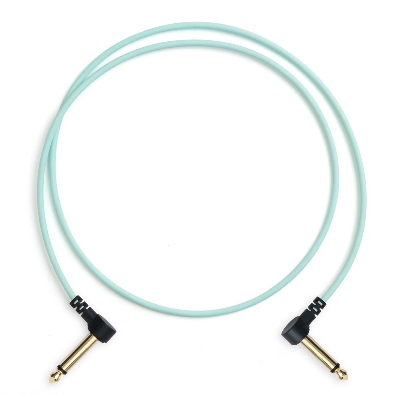 MyVolts Candycords Pedal to Pedal patch audio cable, flat angled large mono jack to flat angled large mono jack, 35cm, Mint Green colour