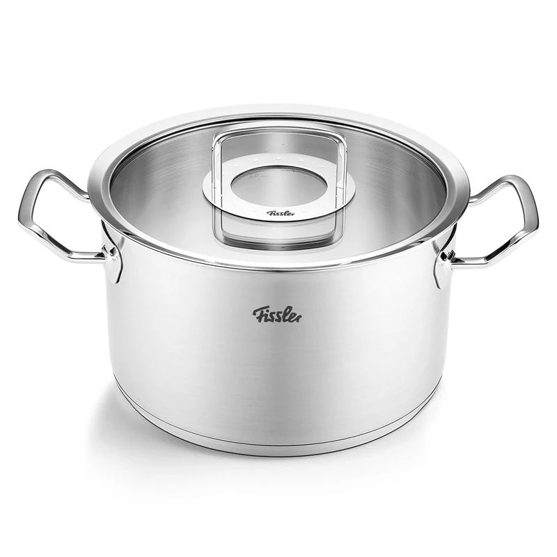 Fissler Original Profi Collection/Stainless Steel Cooking Pot (Diameter 24 cm, 6.3L) Pots with Glass Lid - Induction