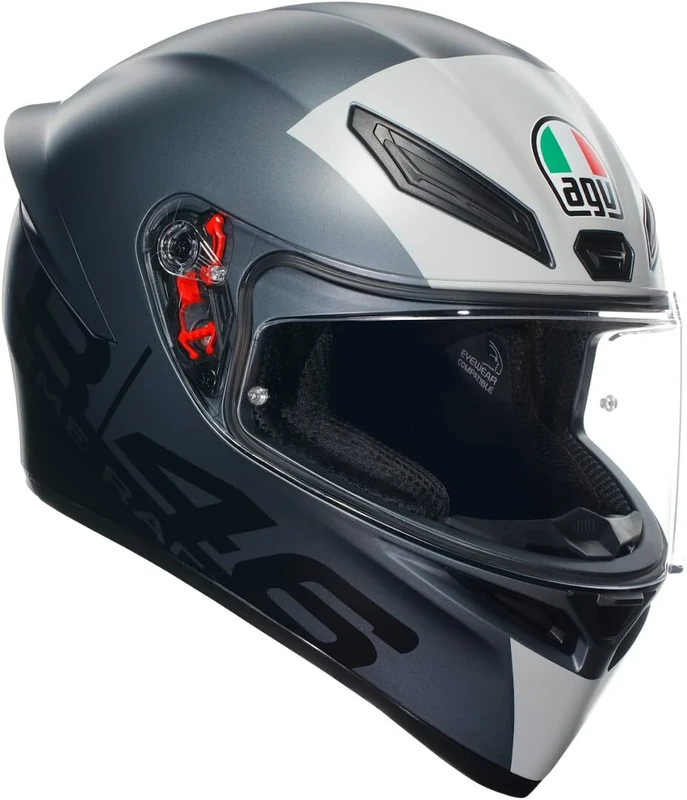 AGV - K1 S E2206, Full-face Motorbike Helmet, ECE, Racing Style with Spoiler, Air Intakes and Scratch Resistant Visor, 190° Field of View, with Intercom Ready, Limit 46, Unisex, XL