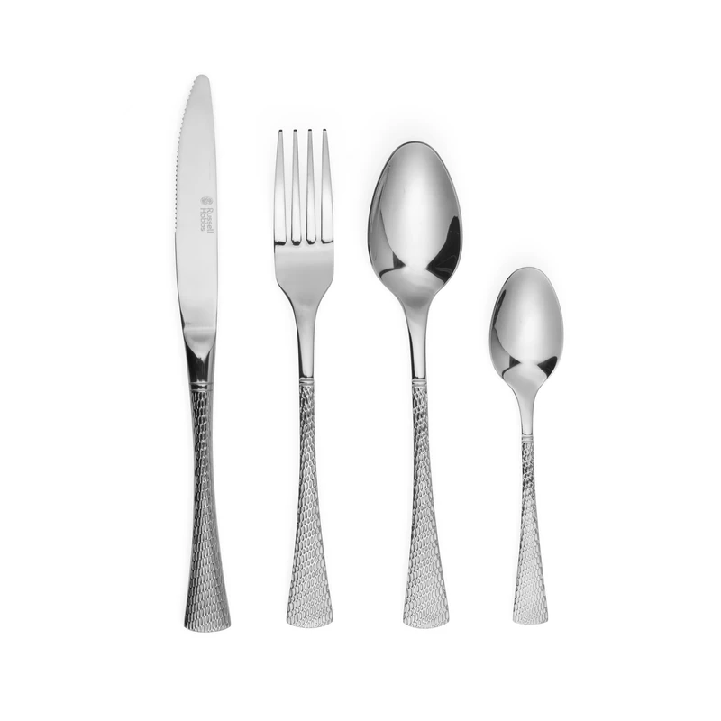 Russell Hobbs COMBO-8327 Milan 48 Piece Cutlery Set, 18/10 Stainless Steel Flatware Set, Service for 12 People, Mirror Polished Silverware with Knife, Fork, Tablespoon and Teaspoon, 50 Year Guarantee