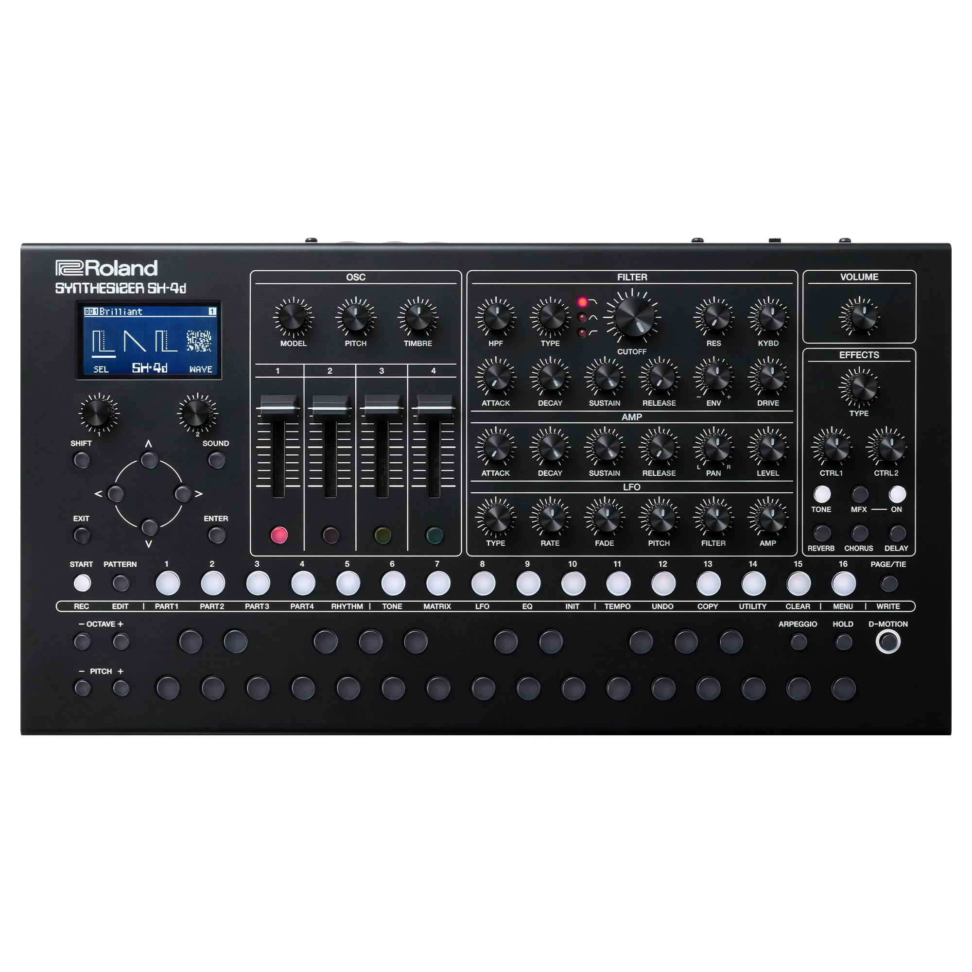 Roland SH-4d Compact Desktop Synthesizer | 11 OSC Models | Professional Sound Design Tools | Hands-On Workflow | Multitimbral Pattern Sequencer | Extensive FX | Suited for Studio, Stage & Traveling