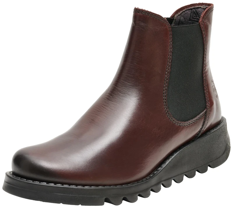 Fly London Women's Salv Chelsea Boots, Wine Black Elastic, 2.5 UK