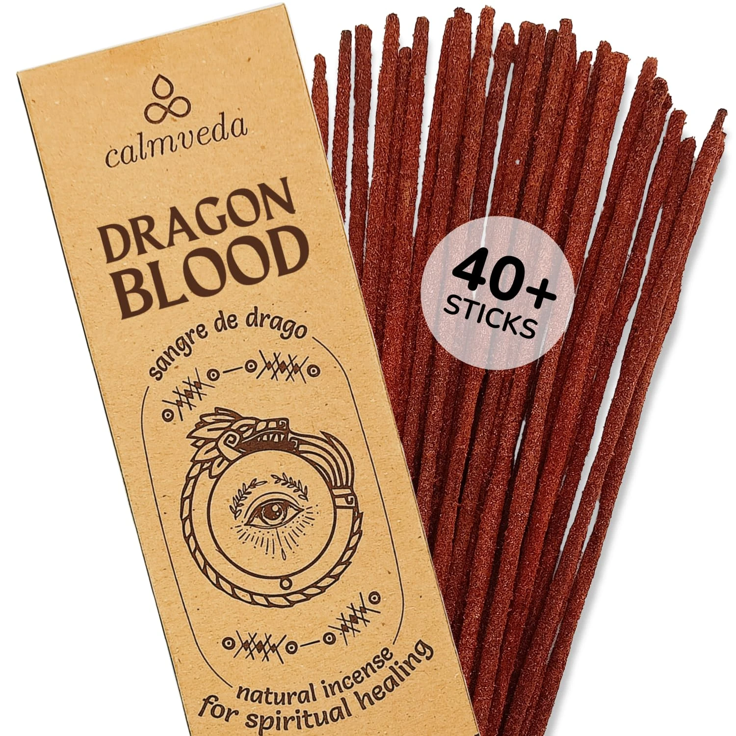 Potent Dragons Blood Incense Sticks - (40+Sticks, 9 inch) Thick Natural Resin, Clean Charcoal Free | Sweet Spicy & Ambery Smelling Protection Incense (Sangre de Grado) (Burn Time 45+ Min)