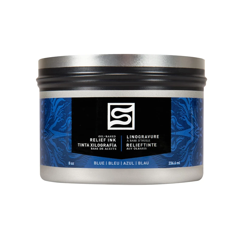 Speedball 8oz Oil Relief Block Printing Ink Blue, Paint Tools Accessories for Printing Kit, Relief Printing, Block Printing